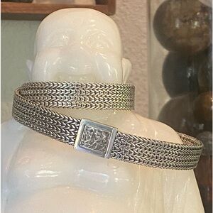 John Hardy 925 double wrap bracelet

measures 15.5 inches long and 12MM wide.